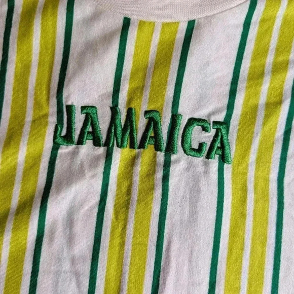 VSTR Premium Jamaica Shirt Mens Medium Short Sleeve Cotton Green Yellow - Picture 3 of 11